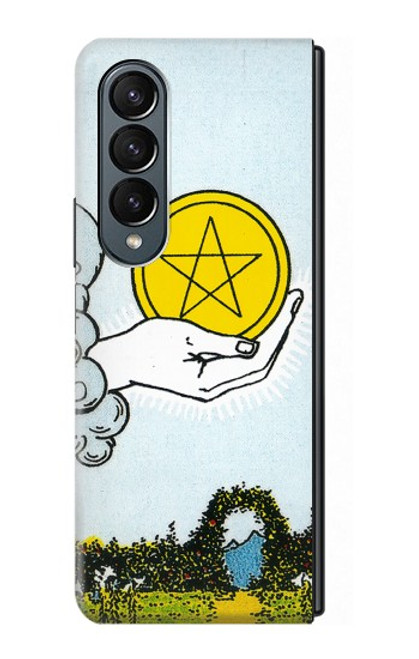 S3722 タロットカードペンタクルコインのエース Tarot Card Ace of Pentacles Coins Samsung Galaxy Z Fold 4 バックケース、フリップケース・カバー