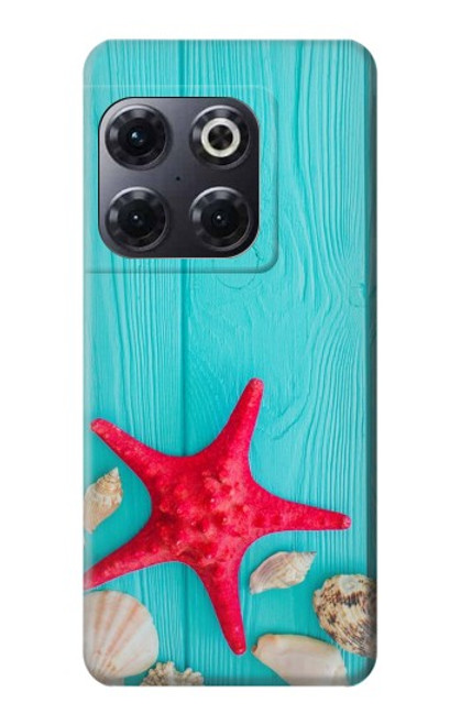 S3428 アクア 海星 貝 Aqua Wood Starfish Shell OnePlus 10T バックケース、フリップケース・カバー