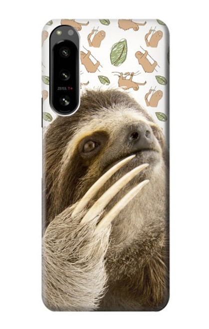 S3559 ナマケモノ Sloth Pattern Sony Xperia 5 IV バックケース、フリップケース・カバー