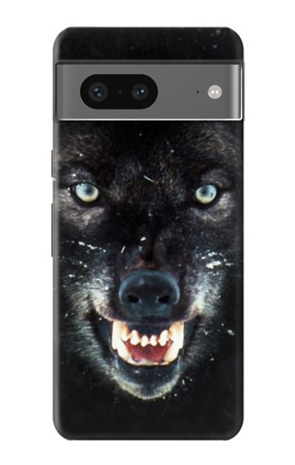 S2823 ブラックウルフ Black Wolf Blue Eyes Face Google Pixel 7 バックケース、フリップケース・カバー