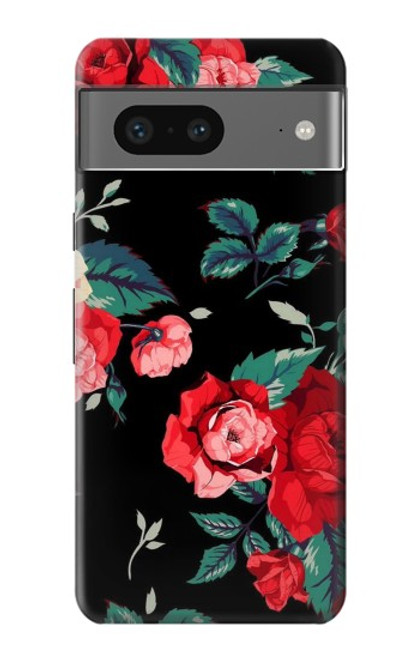 S3112 黒バラ パターン Rose Floral Pattern Black Google Pixel 7 バックケース、フリップケース・カバー