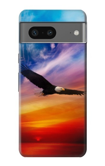 S3841 白頭ワシ カラフルな空 Bald Eagle Flying Colorful Sky Google Pixel 7 バックケース、フリップケース・カバー