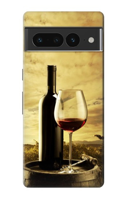 S2042 ブドウのボトルと赤ワインのグラス A Grape Vineyard Grapes Bottle and Glass of Red Wine Google Pixel 7 Pro バックケース、フリップケース・カバー