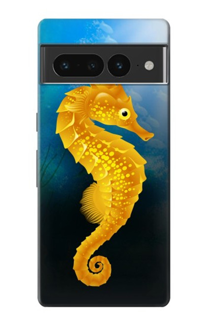 S2444 タツノオトシゴ 深い青色の海 Seahorse Underwater World Google Pixel 7 Pro バックケース、フリップケース・カバー