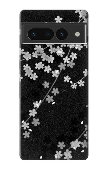 S2544 黒花柄の着物 Japanese Kimono Style Black Flower Pattern Google Pixel 7 Pro バックケース、フリップケース・カバー