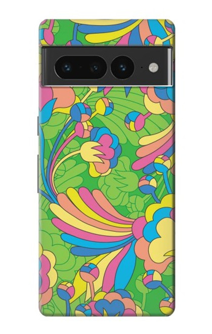 S3273 フラワーラインアートパターン Flower Line Art Pattern Google Pixel 7 Pro バックケース、フリップケース・カバー