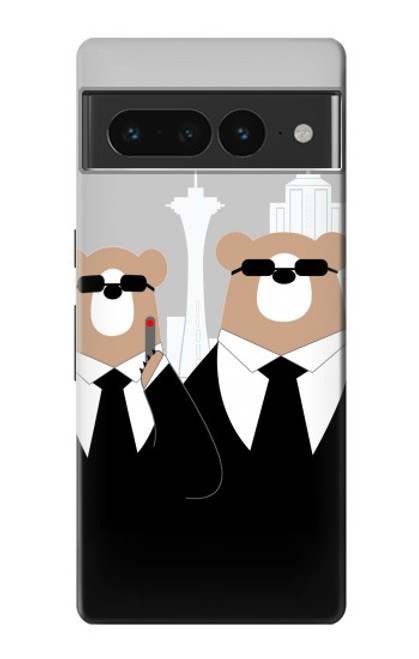 S3557 黒いスーツのクマ Bear in Black Suit Google Pixel 7 Pro バックケース、フリップケース・カバー