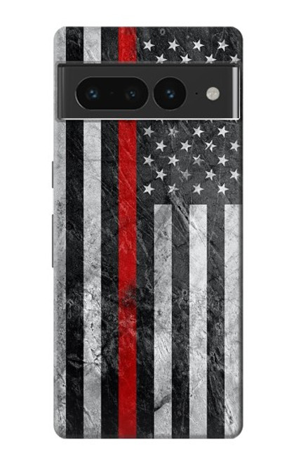 S3687 消防士細い赤い線アメリカの国旗 Firefighter Thin Red Line American Flag Google Pixel 7 Pro バックケース、フリップケース・カバー