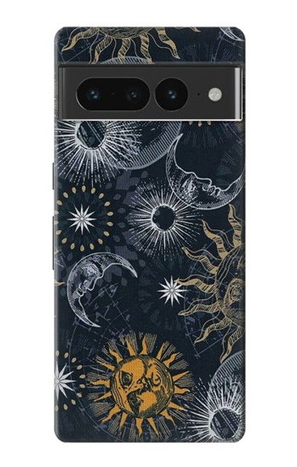 S3702 月と太陽 Moon and Sun Google Pixel 7 Pro バックケース、フリップケース・カバー