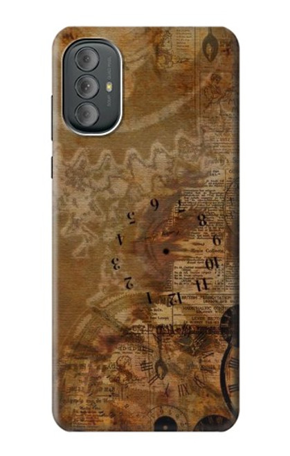 S3456 ヴィンテージ紙時計スチームパンク Vintage Paper Clock Steampunk Motorola Moto G Power 2022, G Play 2023 バックケース、フリップケース・カバー