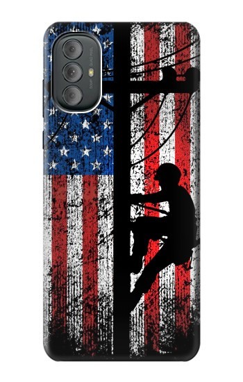 S3803 電気技師ラインマンアメリカ国旗 Electrician Lineman American Flag Motorola Moto G Power 2022, G Play 2023 バックケース、フリップケース・カバー