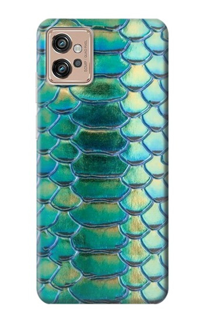 S3414 緑のヘビの鱗 グラフィックプリント Green Snake Scale Graphic Print Motorola Moto G32 バックケース、フリップケース・カバー