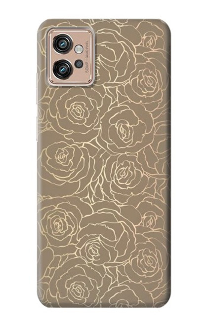 S3466 ゴールドローズ柄 Gold Rose Pattern Motorola Moto G32 バックケース、フリップケース・カバー