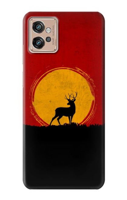 S3513 鹿の夕日 Deer Sunset Motorola Moto G32 バックケース、フリップケース・カバー