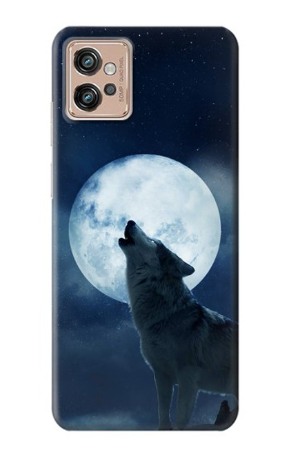 S3693 グリムホワイトウルフ満月 Grim White Wolf Full Moon Motorola Moto G32 バックケース、フリップケース・カバー