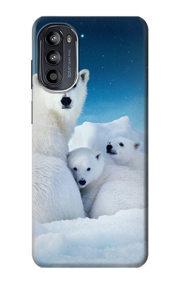 S0285 北極熊 北極 Polar Bear Family Arctic Motorola Moto G52, G82 5G バックケース、フリップケース・カバー