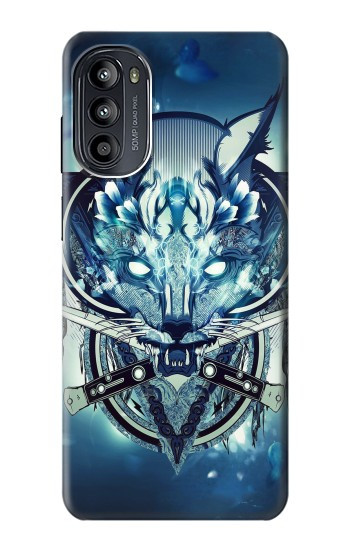 S1135 オオカミ Wolf with knives Rock Motorola Moto G52, G82 5G バックケース、フリップケース・カバー