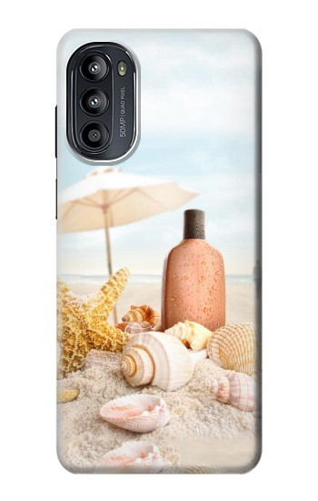 S1425 浜ときれいな貝殻 Seashells on The Beach Motorola Moto G52, G82 5G バックケース、フリップケース・カバー