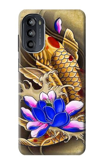 S1604 コイのタトゥー Carp Koi Fish Japanese Tattoo Motorola Moto G52, G82 5G バックケース、フリップケース・カバー