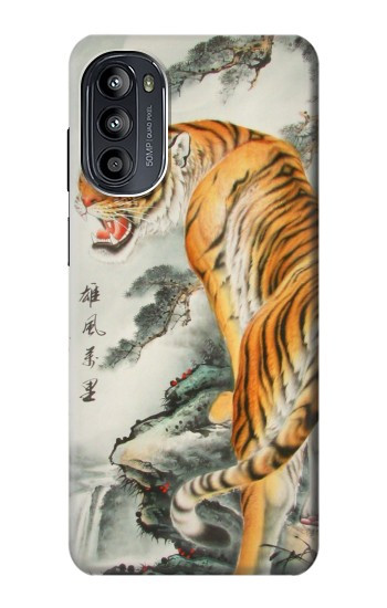 S1934 虎絵画 Tiger Painting Motorola Moto G52, G82 5G バックケース、フリップケース・カバー