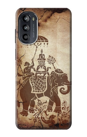 S2102 タイアート 象に仏 Thai Art Buddha on Elephant Motorola Moto G52, G82 5G バックケース、フリップケース・カバー