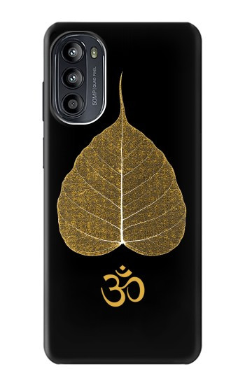 S2331 金の葉仏教 オームシンボル Gold Leaf Buddhist Om Symbol Motorola Moto G52, G82 5G バックケース、フリップケース・カバー