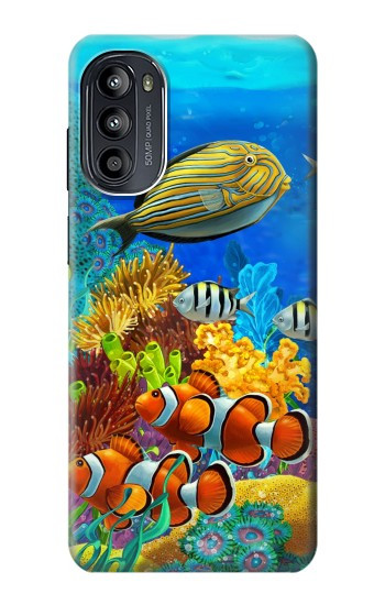 S2568 海と魚とサンゴ Sea Seabed Fish Corals Underwater Ocean Motorola Moto G52, G82 5G バックケース、フリップケース・カバー