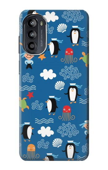 S2572 マリンペンギン柄 Marine Penguin Pattern Motorola Moto G52, G82 5G バックケース、フリップケース・カバー
