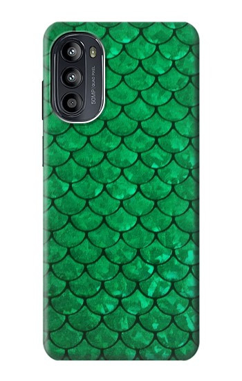 S2704 グリーンフィッシュスケールパターングラフィック Green Fish Scale Pattern Graphic Motorola Moto G52, G82 5G バックケース、フリップケース・カバー
