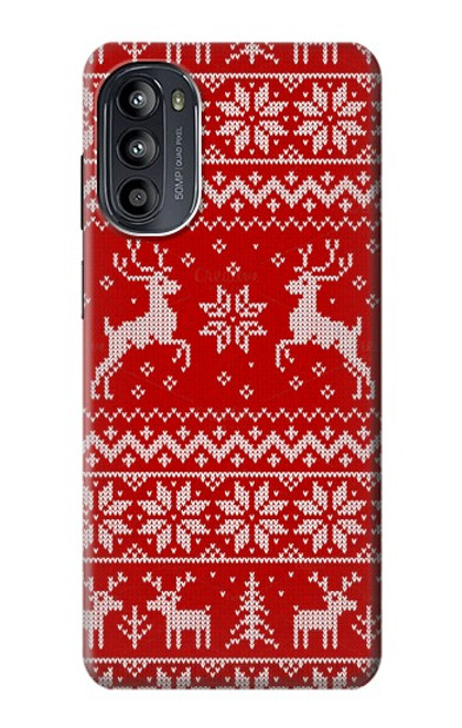 S2835 クリスマス トナカイ パターン Christmas Reindeer Knitted Pattern Motorola Moto G52, G82 5G バックケース、フリップケース・カバー
