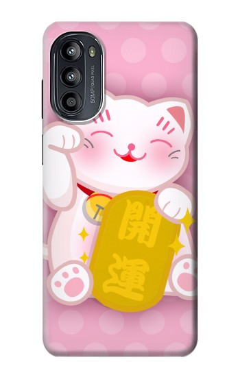 S3025 招き猫 Pink Maneki Neko Lucky Cat Motorola Moto G52, G82 5G バックケース、フリップケース・カバー