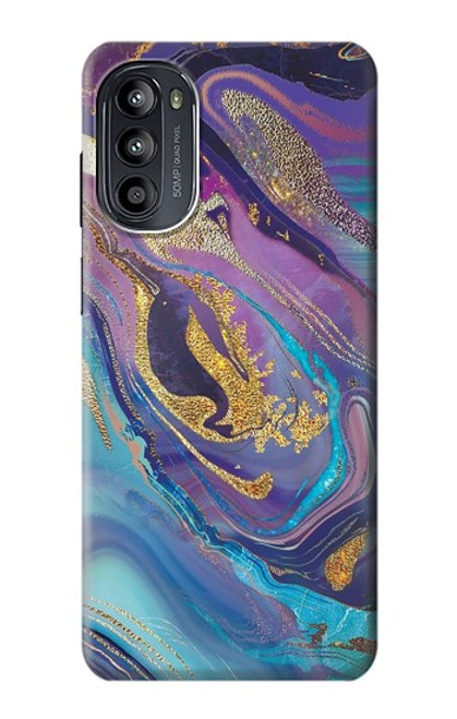 S3676 カラフルな抽象的な大理石の石 Colorful Abstract Marble Stone Motorola Moto G52, G82 5G バックケース、フリップケース・カバー