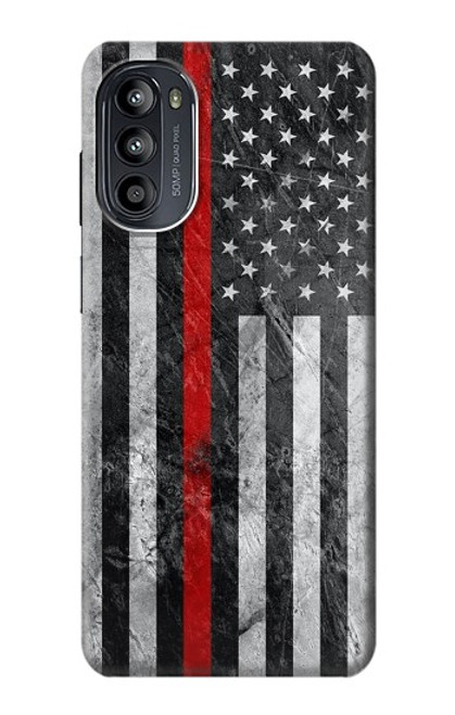 S3687 消防士細い赤い線アメリカの国旗 Firefighter Thin Red Line American Flag Motorola Moto G52, G82 5G バックケース、フリップケース・カバー