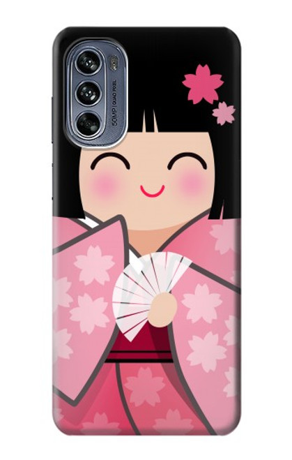 S3042 雛人形 着物桜 Japan Girl Hina Doll Kimono Sakura Motorola Moto G62 5G バックケース、フリップケース・カバー