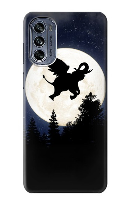 S3323 飛び象満月の夜 Flying Elephant Full Moon Night Motorola Moto G62 5G バックケース、フリップケース・カバー