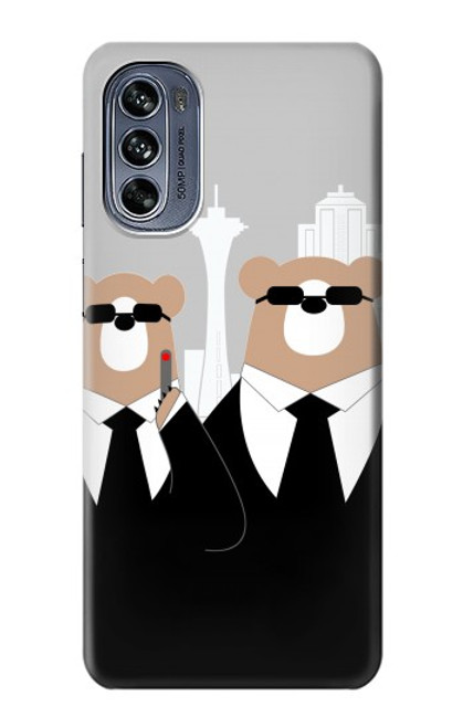 S3557 黒いスーツのクマ Bear in Black Suit Motorola Moto G62 5G バックケース、フリップケース・カバー