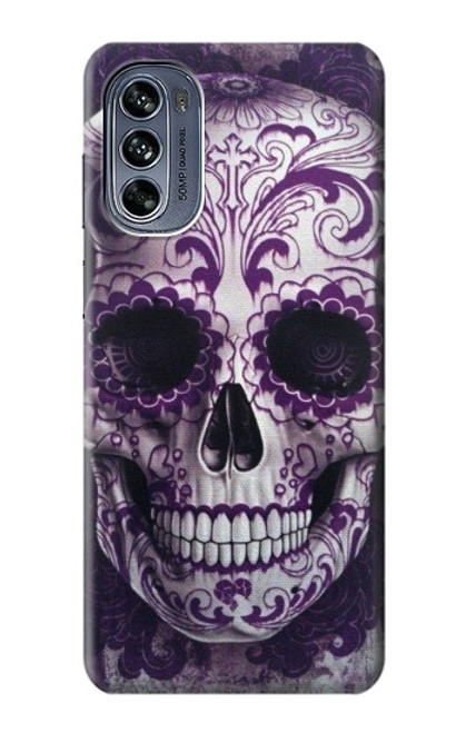 S3582 紫の頭蓋骨 Purple Sugar Skull Motorola Moto G62 5G バックケース、フリップケース・カバー