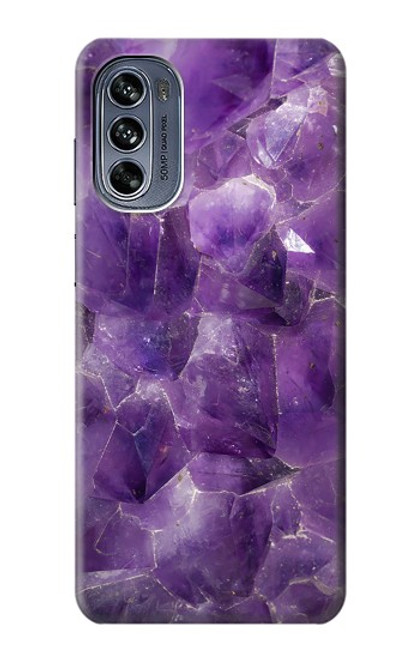 S3713 パープルクォーツアメジストグラフィックプリント Purple Quartz Amethyst Graphic Printed Motorola Moto G62 5G バックケース、フリップケース・カバー