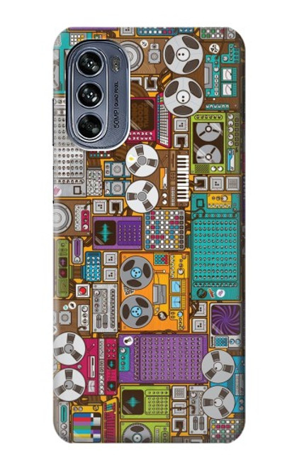 S3879 レトロな音楽の落書き Retro Music Doodle Motorola Moto G62 5G バックケース、フリップケース・カバー