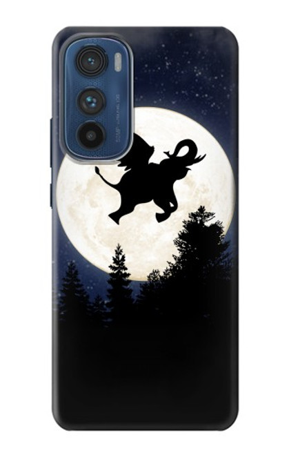 S3323 飛び象満月の夜 Flying Elephant Full Moon Night Motorola Edge 30 バックケース、フリップケース・カバー