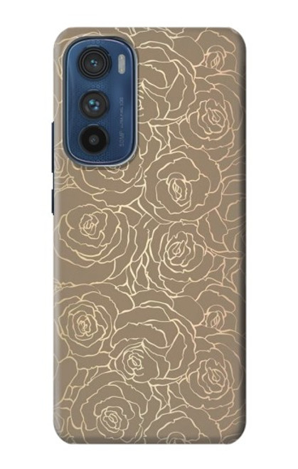 S3466 ゴールドローズ柄 Gold Rose Pattern Motorola Edge 30 バックケース、フリップケース・カバー