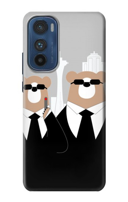 S3557 黒いスーツのクマ Bear in Black Suit Motorola Edge 30 バックケース、フリップケース・カバー