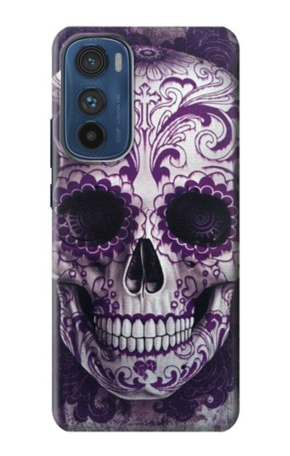 S3582 紫の頭蓋骨 Purple Sugar Skull Motorola Edge 30 バックケース、フリップケース・カバー
