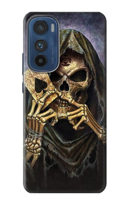 S3594 死神ポーカー Grim Reaper Wins Poker Motorola Edge 30 バックケース、フリップケース・カバー