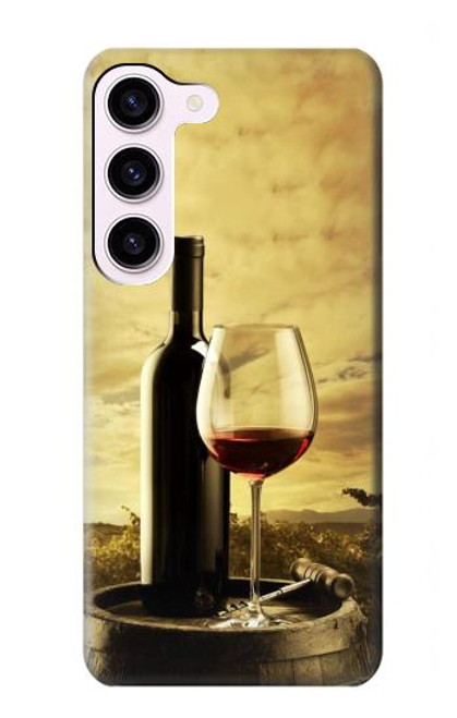 S2042 ブドウのボトルと赤ワインのグラス A Grape Vineyard Grapes Bottle and Glass of Red Wine Samsung Galaxy S23 バックケース、フリップケース・カバー