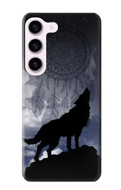 S3011 ドリームキャッチャーオオカミは 月にハウリング Dream Catcher Wolf Howling Samsung Galaxy S23 バックケース、フリップケース・カバー