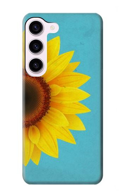 S3039 ひまわり Vintage Sunflower Blue Samsung Galaxy S23 バックケース、フリップケース・カバー