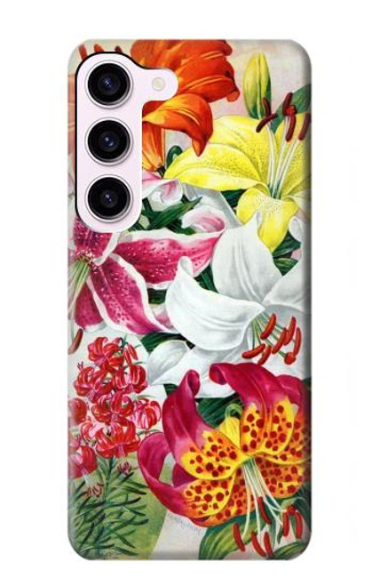 S3205 レトロ花 Retro Art Flowers Samsung Galaxy S23 バックケース、フリップケース・カバー