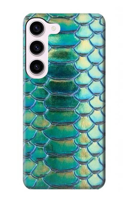 S3414 緑のヘビの鱗 グラフィックプリント Green Snake Scale Graphic Print Samsung Galaxy S23 バックケース、フリップケース・カバー