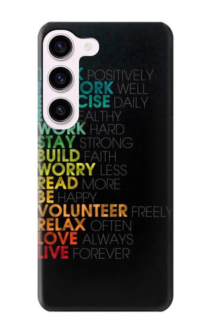 S3523 ポジティブな言葉 Think Positive Words Quotes Samsung Galaxy S23 バックケース、フリップケース・カバー